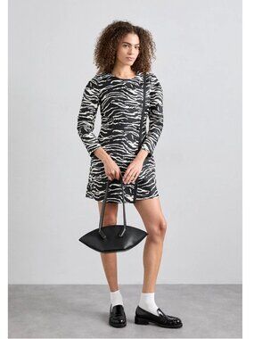 NWT New $379 Baum Und Pferdgarten AMELIE Black Whisper Zebra Dress SIze XS